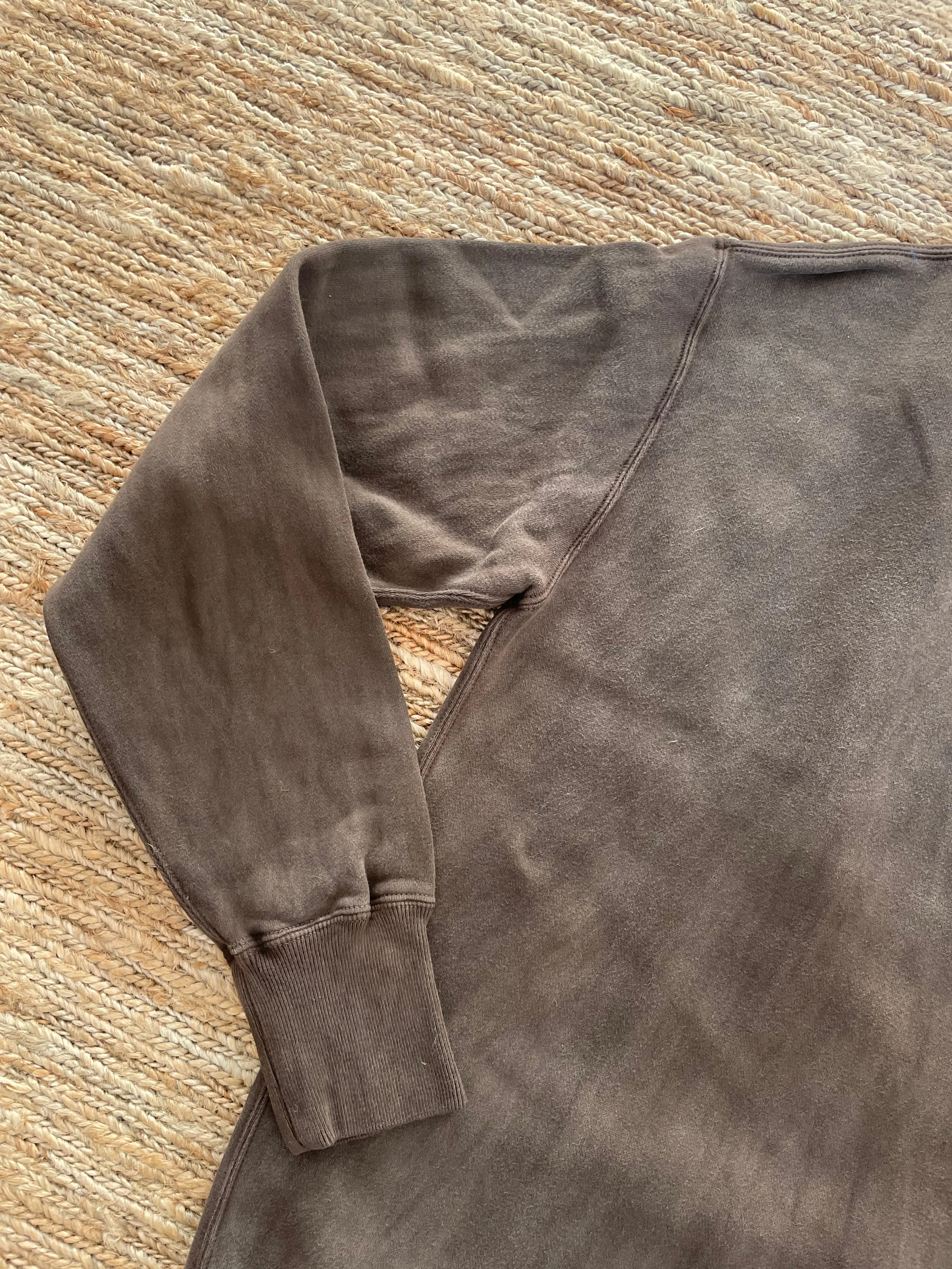 Amami Dorozome Mud-Dyed Tsuriami Loopwheel "Eastener Sweatshirt" in Dark Brown