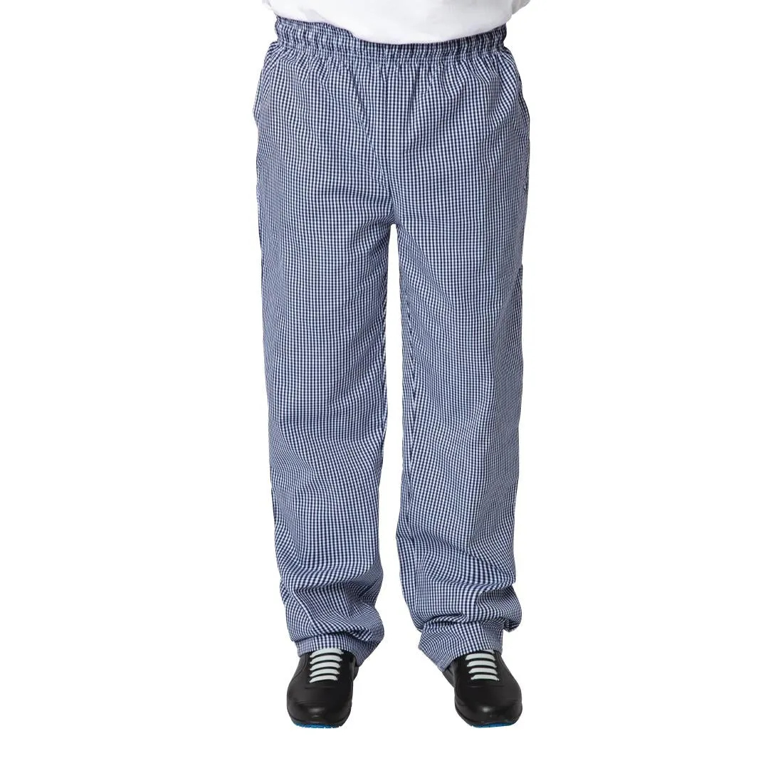 B311-M Whites Unisex Vegas Chefs Trousers Small Blue and White Check M