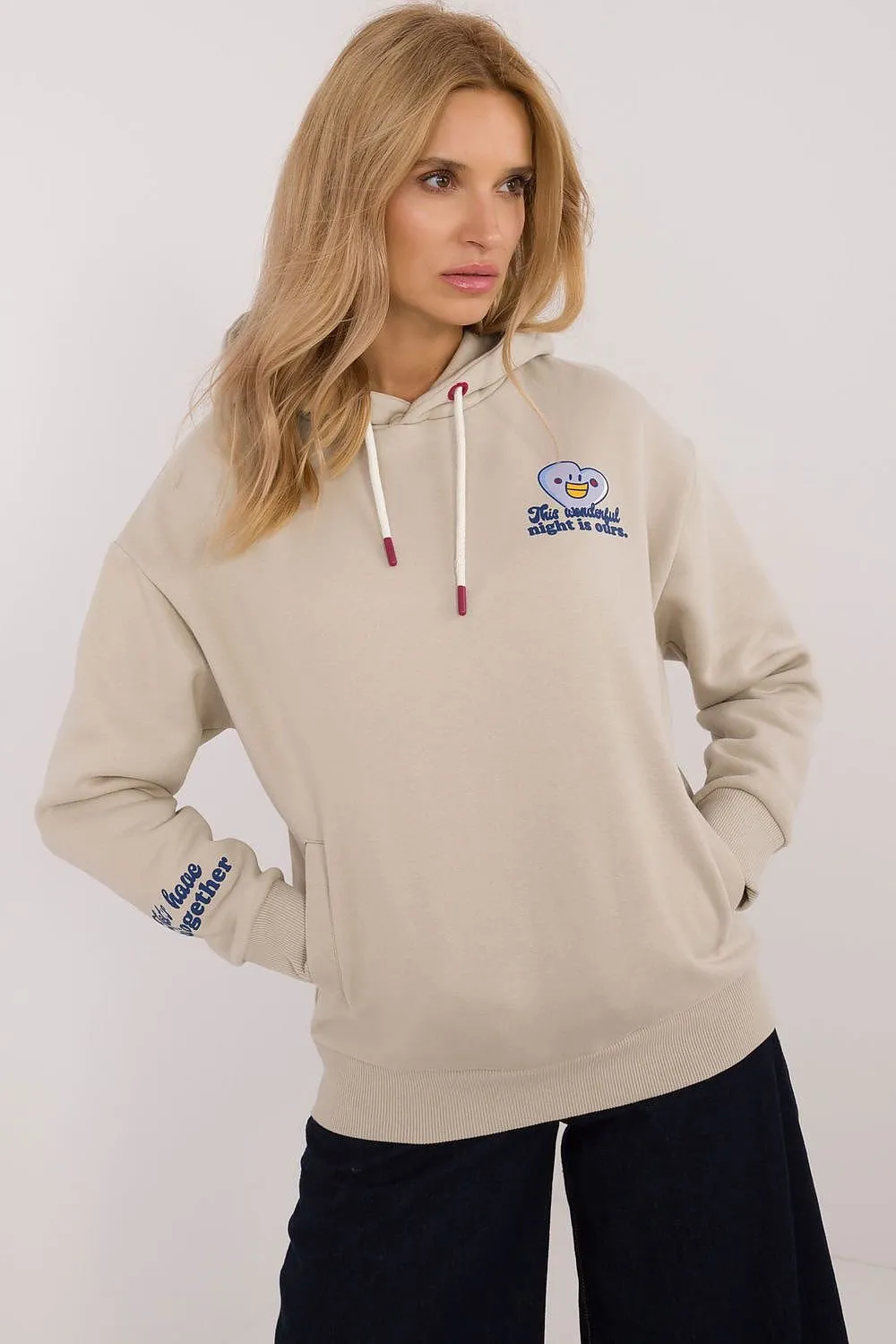 Fun Print Women's Hoodie Beige