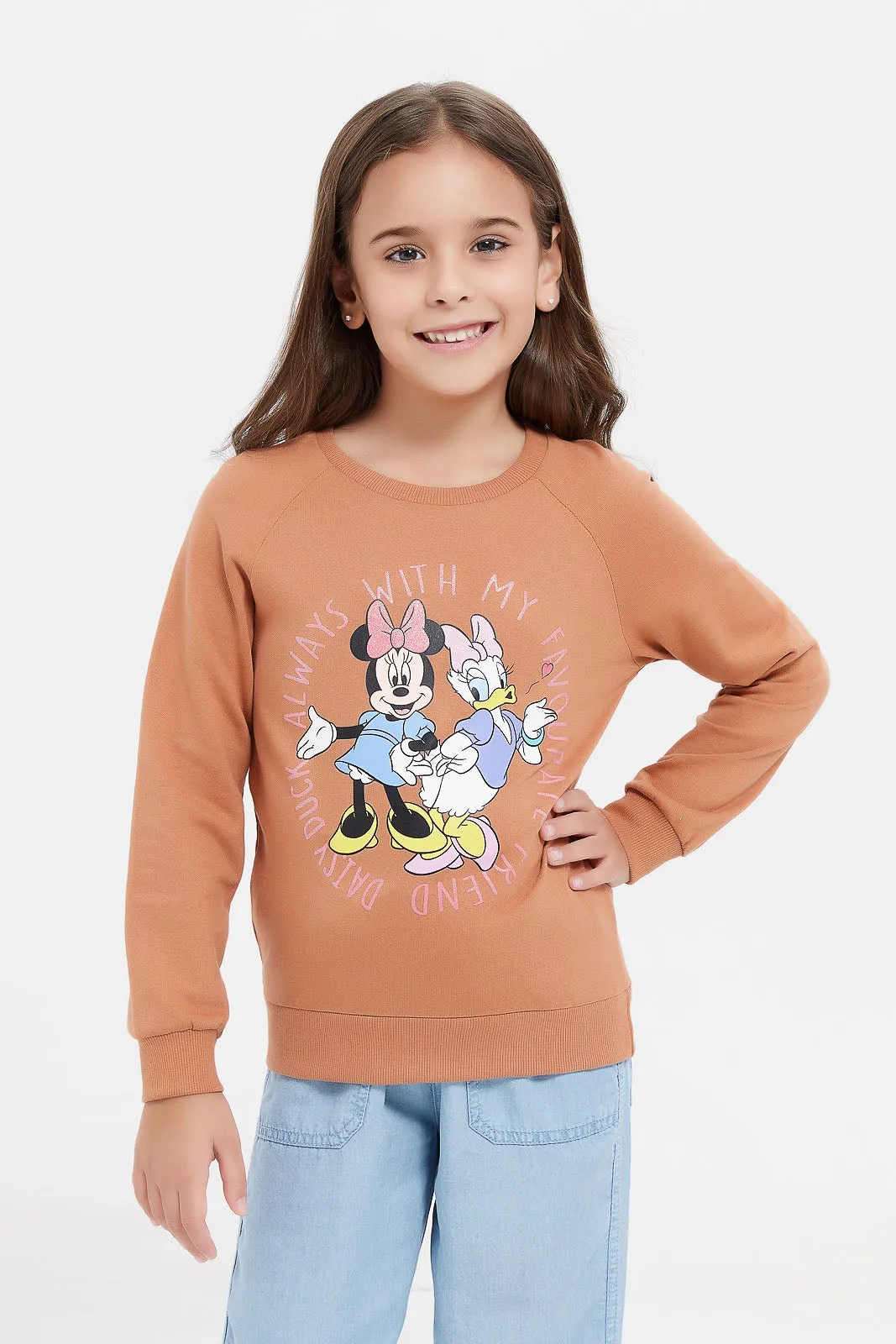 Girls Brown Minnie And Daisy Sweatshirt