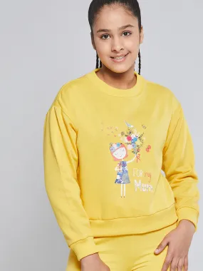 Girls Yellow Fleece Girl Sweatshirt