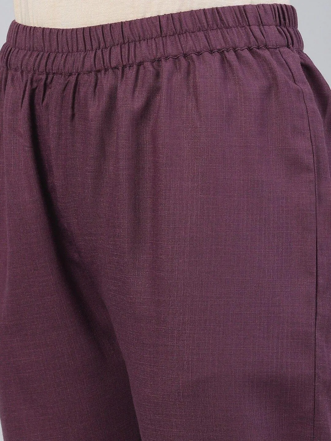 KSUT Aubergine Yoke Design Kurta with Trousers
