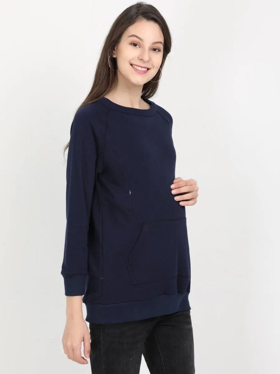 Navy Blue Maternity and Nursing Sweatshirt