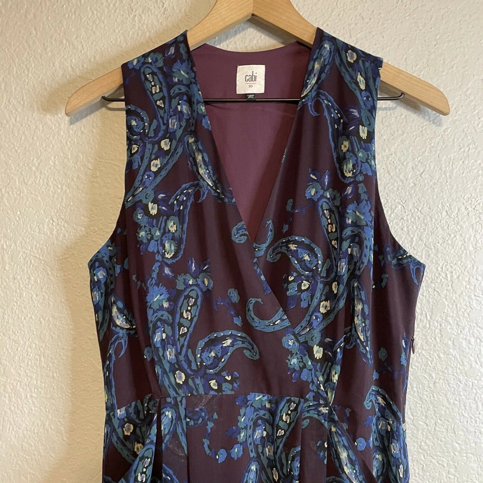 Paisley V-Neck Faux Wrap Dress