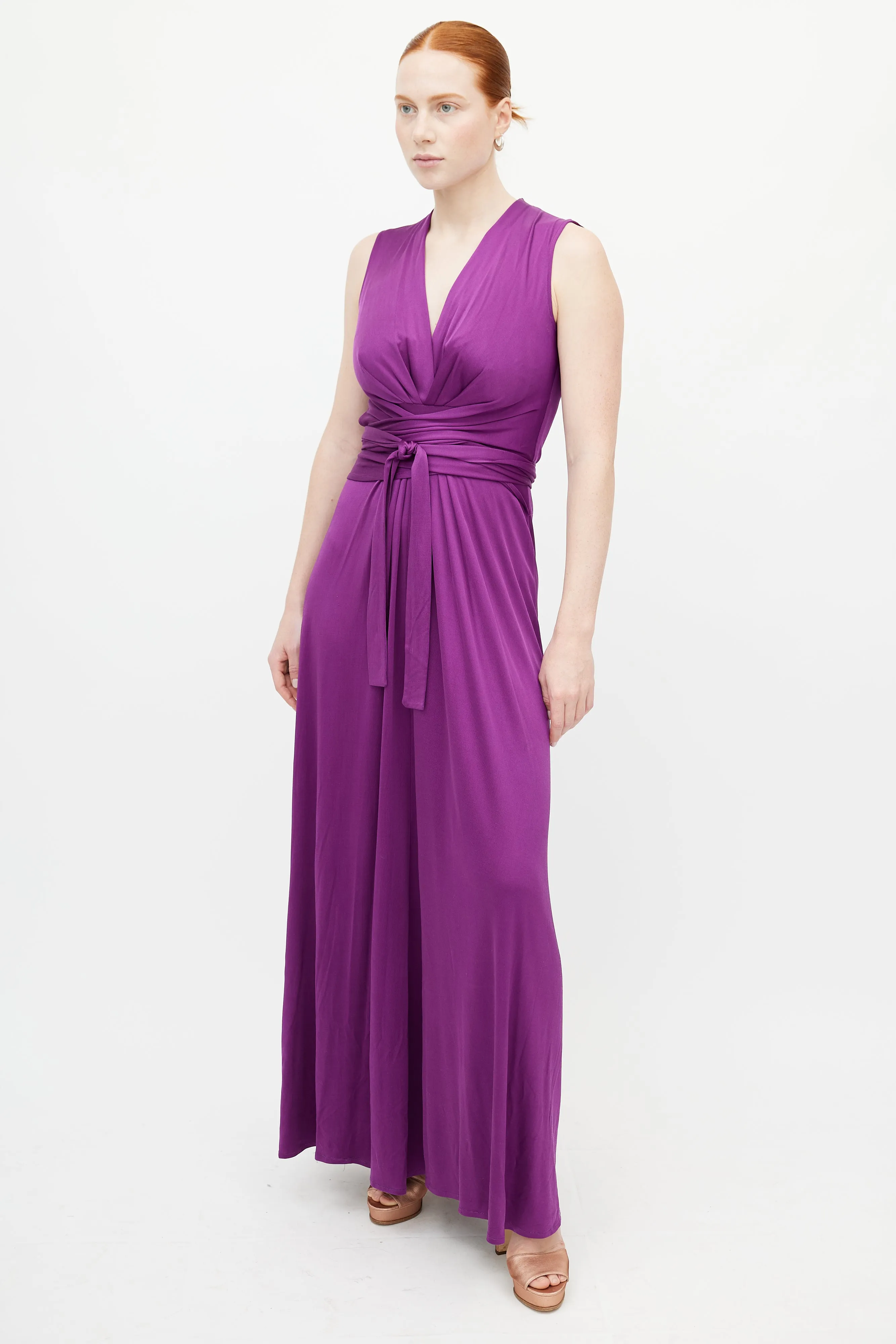 Purple Tie Wrap Dress