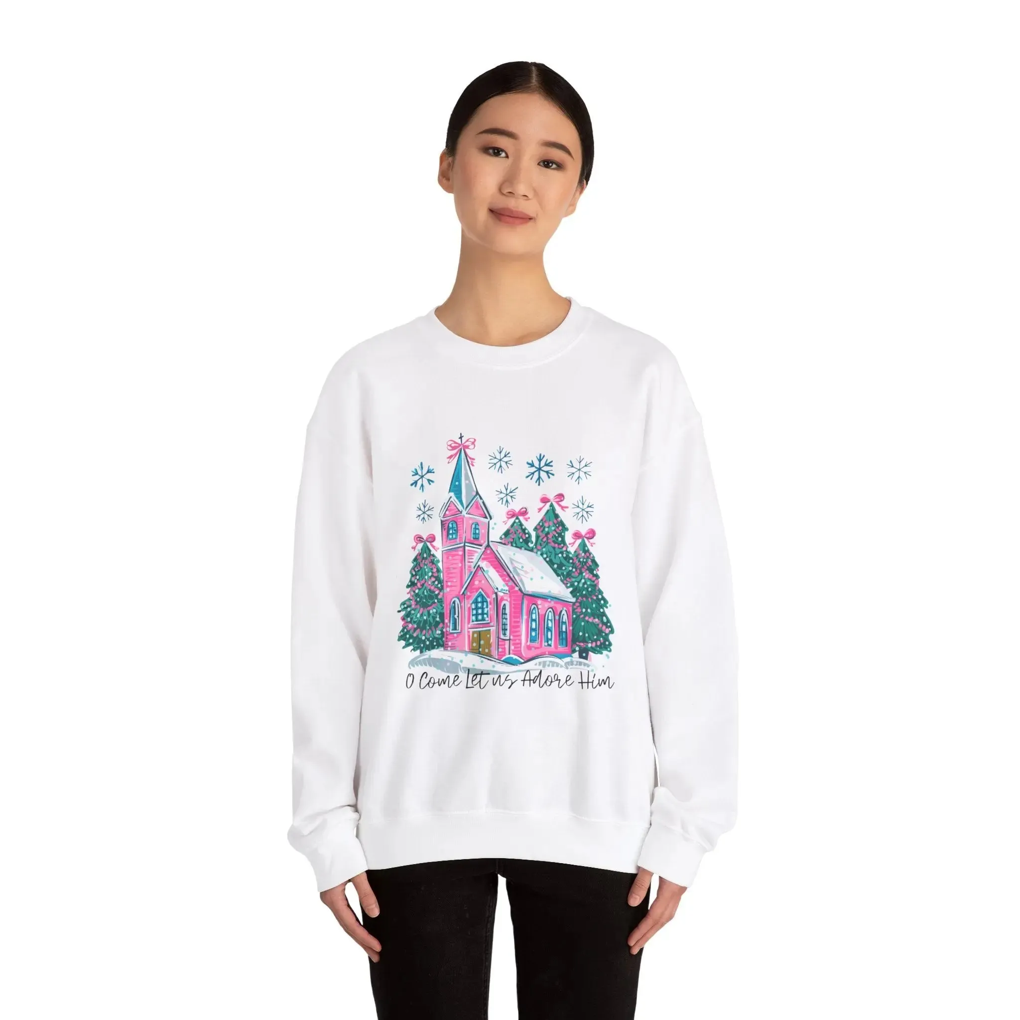 Religious Womenswear Let Us Adore Him Crewneck Sweatshirt