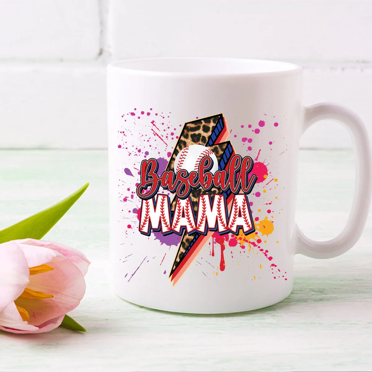 Teesdily | Baseball Mama Lightning Shirt, Mother's Day Softball Mom Shirt, Leopard Mama Tops, Sport Mom Gifts Unisex Tshirt Hoodie Sweatshirt Mug
