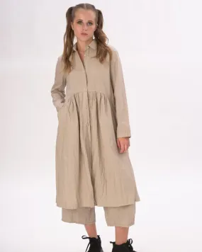 Tiered Waist Organic Cotton Shirt Dress